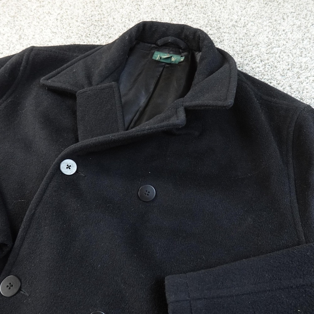 VTG J.Crew Jacket Mens XL Black Oarsman Wool Double Breasted Pea Coat Preppy Top